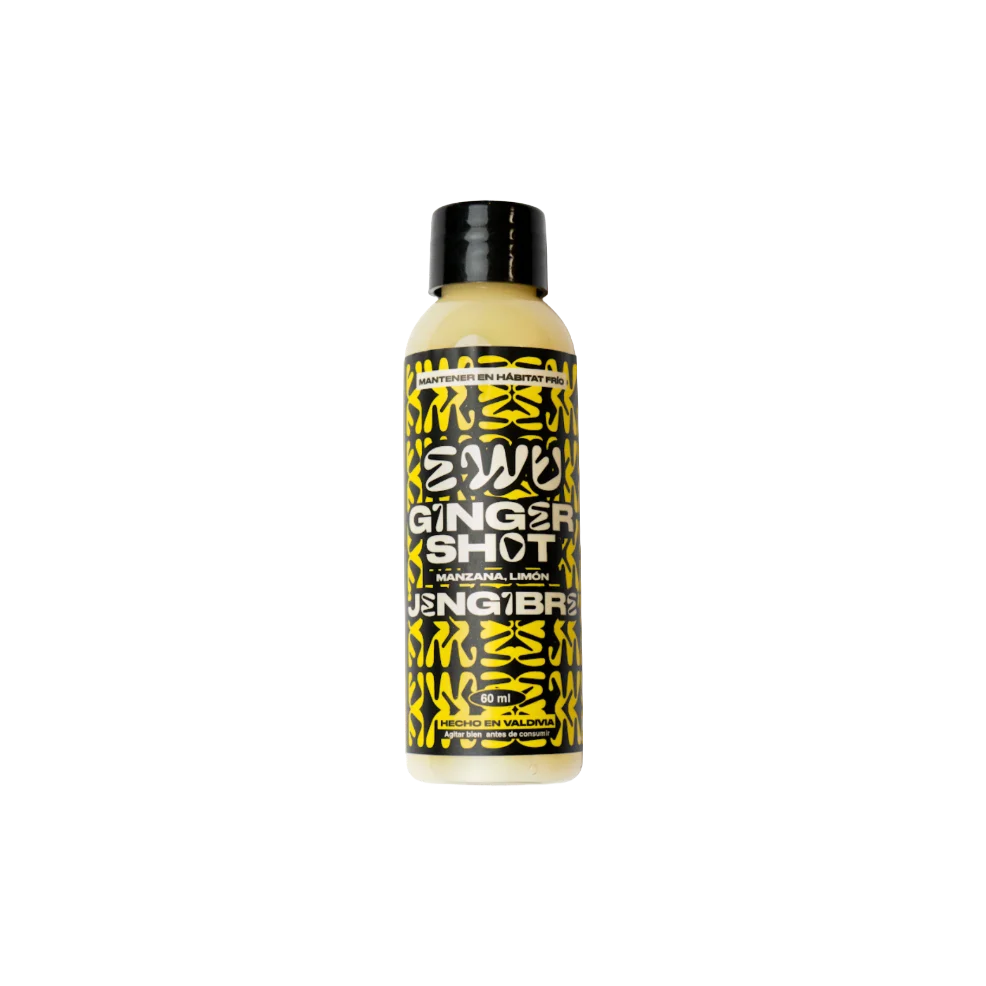 Botella de EWU Ginger Shot sabor Jengibre, 60 ml, hecho en Valdivia